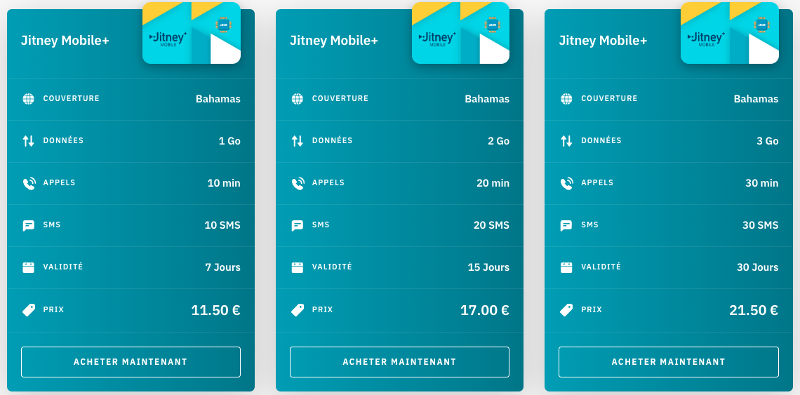 forfaits eSIM avec numero de telephone pour les Bahamas