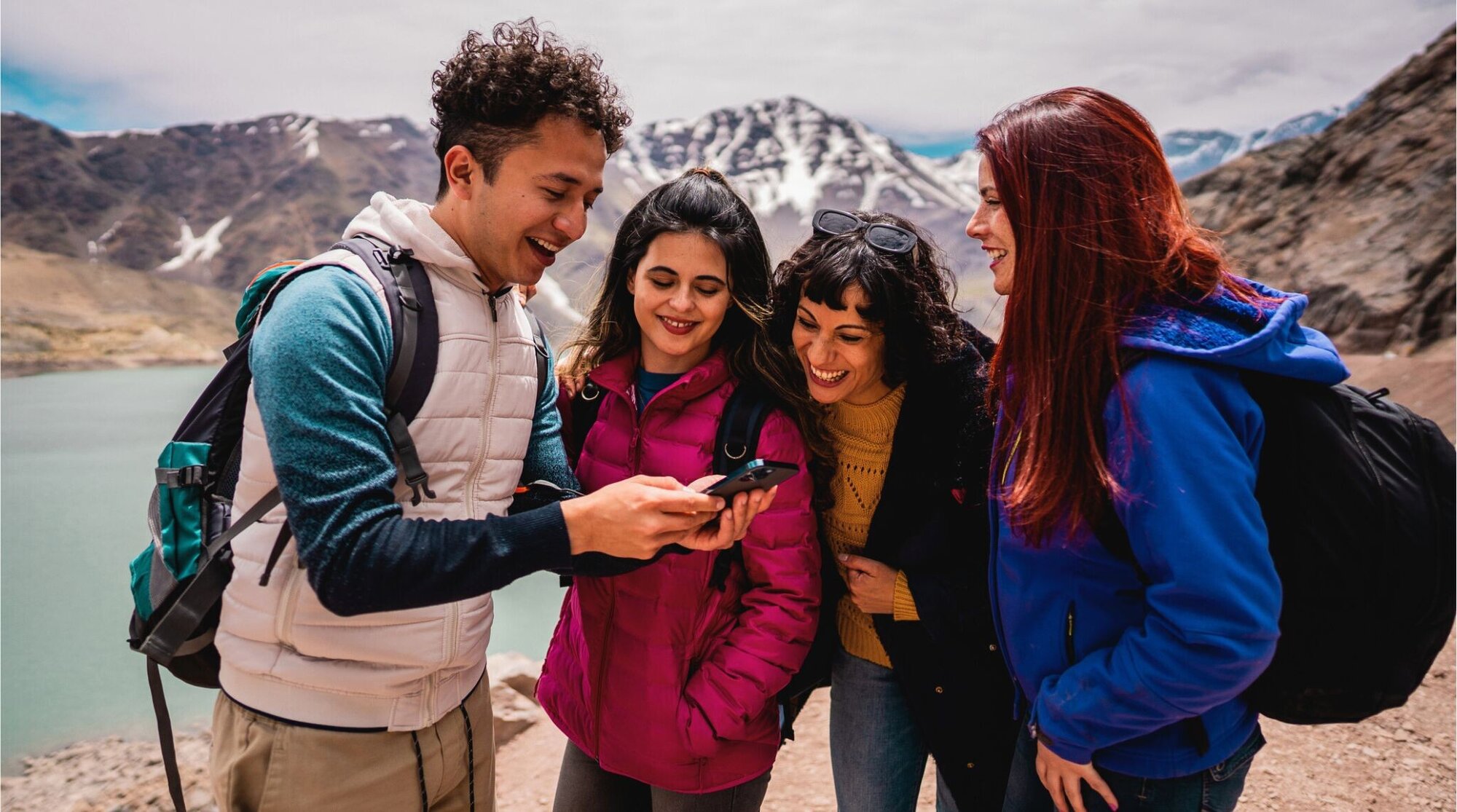 Turistas em Cajon del Maipo, Chile.