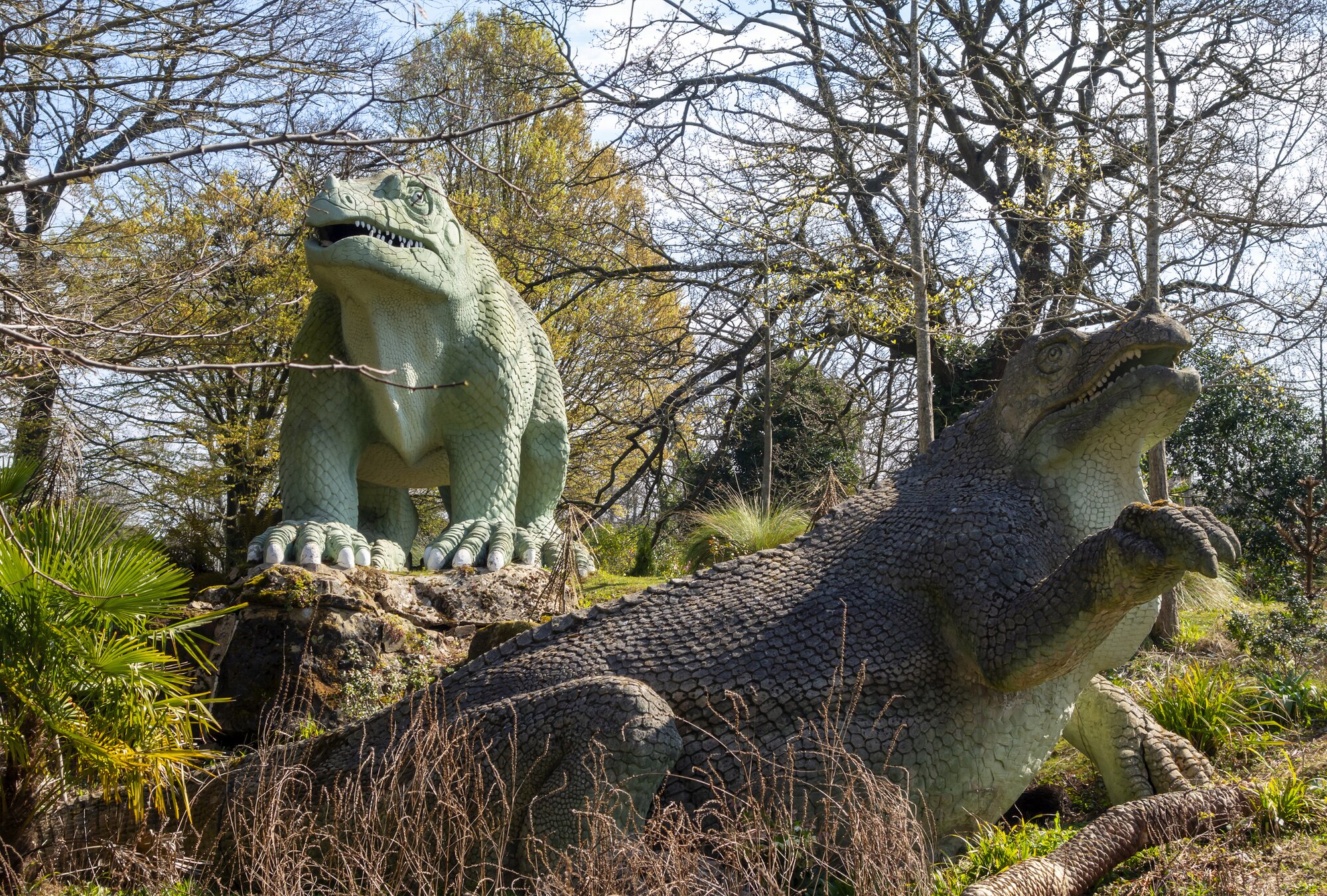 Two dinosaurs in Crystal Palace Park, London