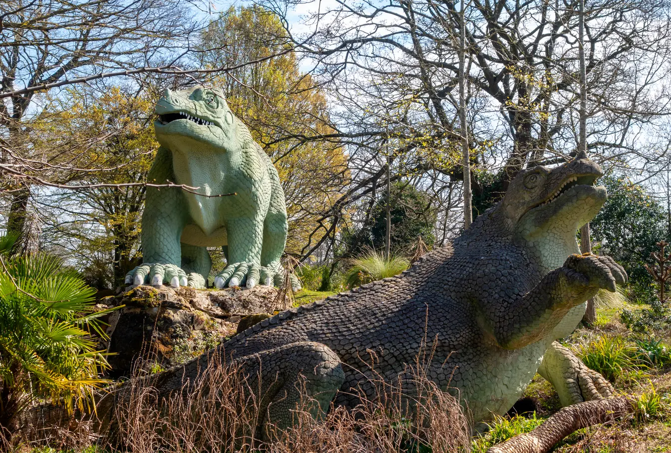 Two dinosaurs in Crystal Palace Park, London