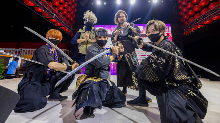 Cosplayers and gaming fans at Esports World Cup festival in Riyadh