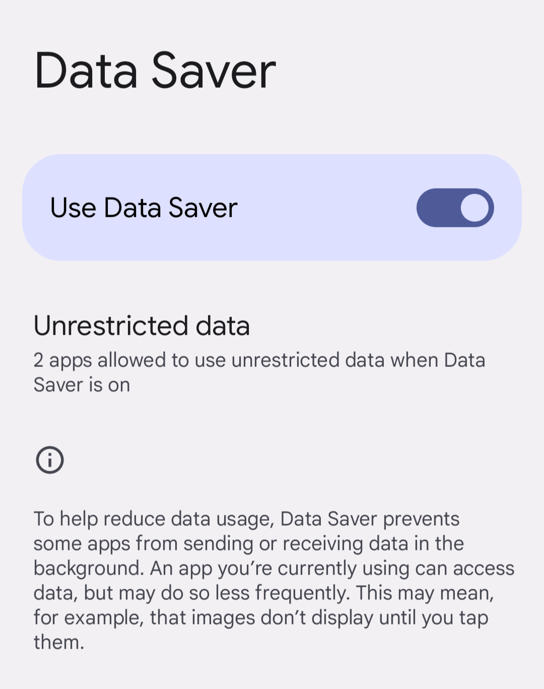 Data saver on Google device