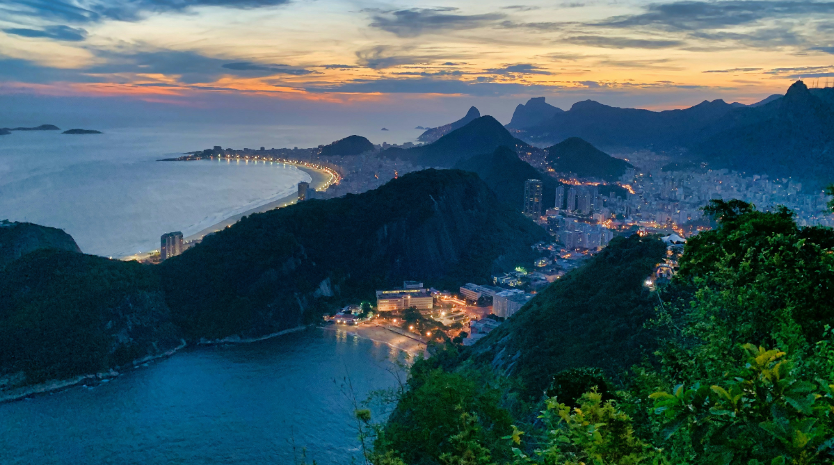 Aerial view of Rio de Janeiro at dusk