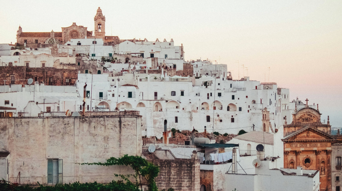 Whitewashed houses on a hill in Ostuni, Puglia