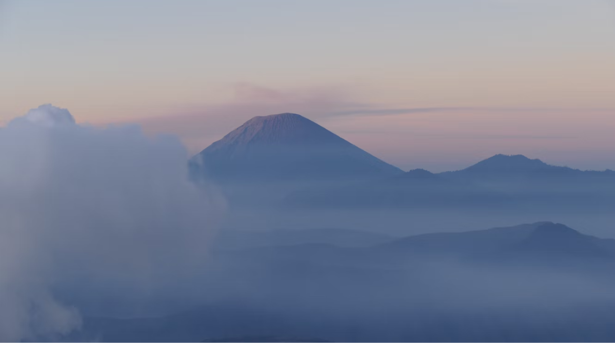 Mount Bromo surrounded by mist