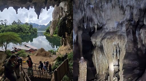 Tourists exploring Pra Kai Petch Cave