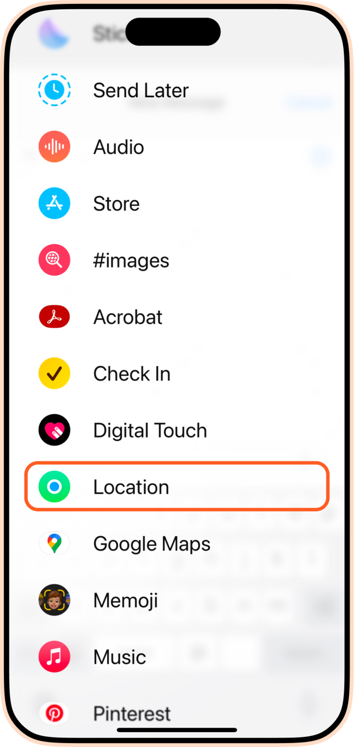 Location sharing through iMessage