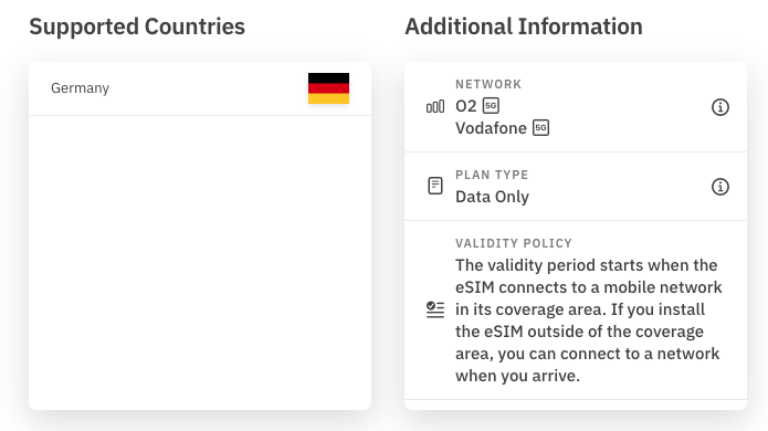 Airalo additional information section