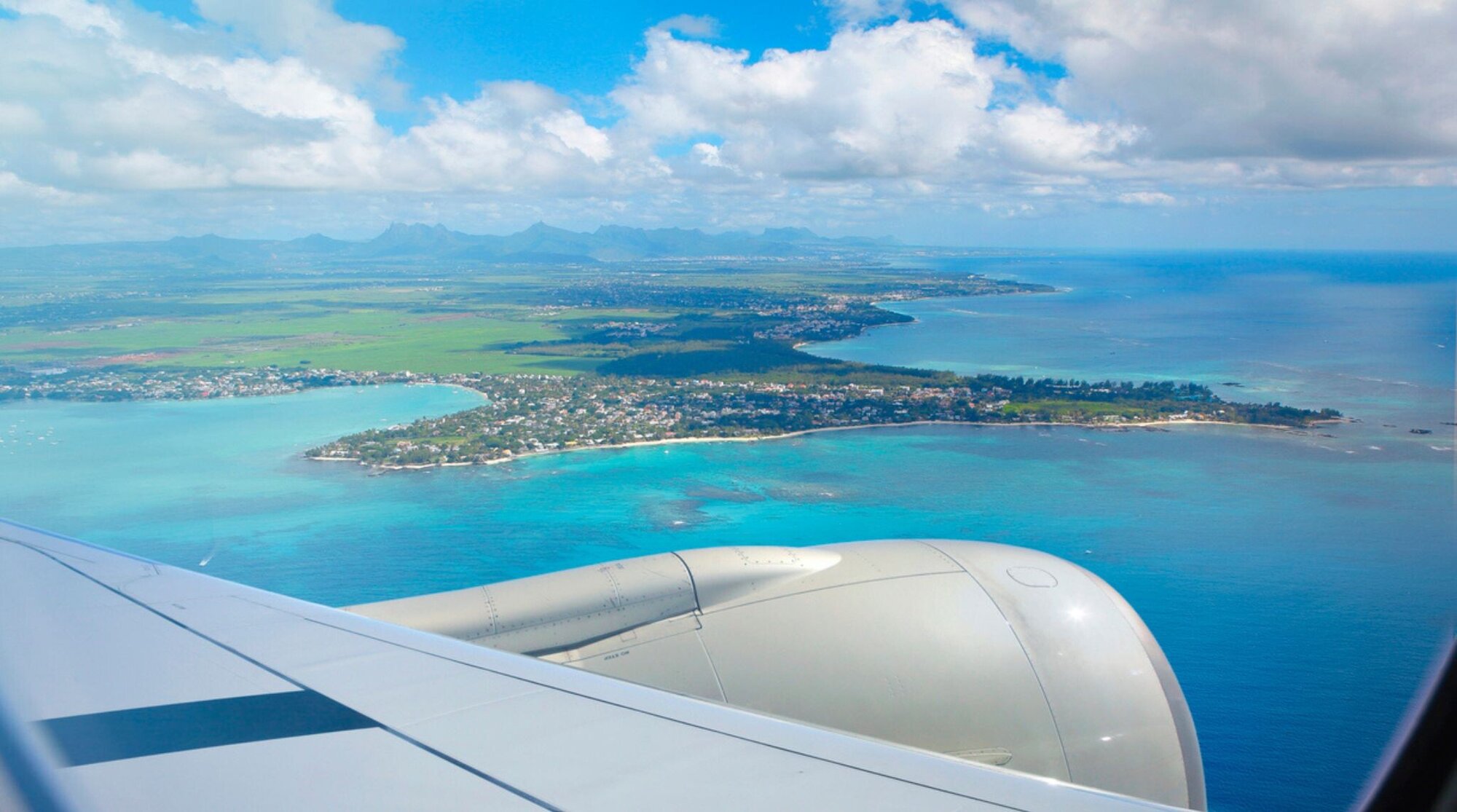 Mauritius isola vista dalla finestra dell'aereo