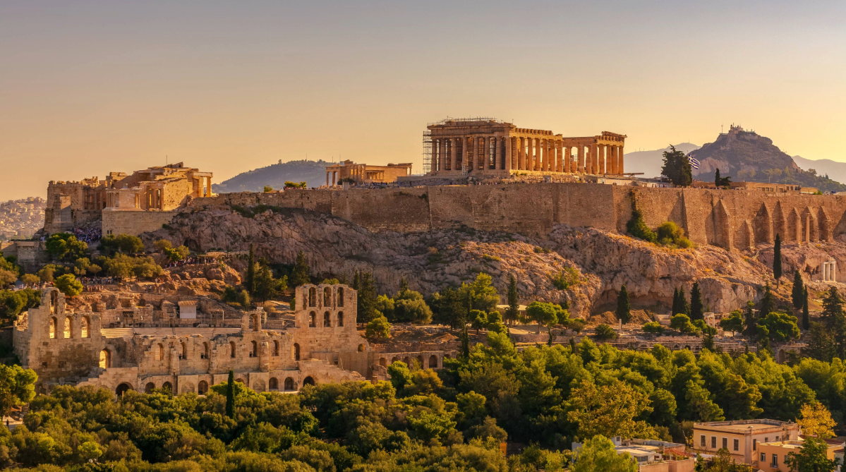 The Acropolis at sunset, Athens, Greece
