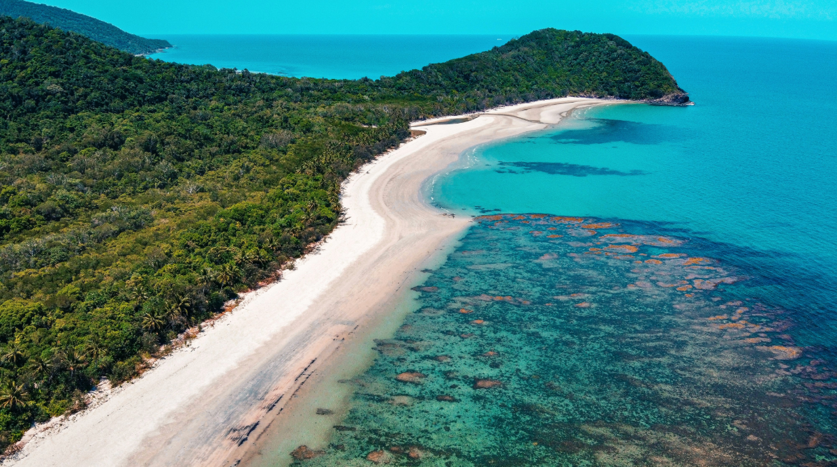 Aerial view of the Daintree Rainforest and Great Barrier Reef