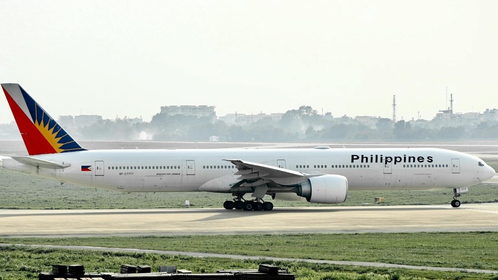 White Philippines airplane on the runway