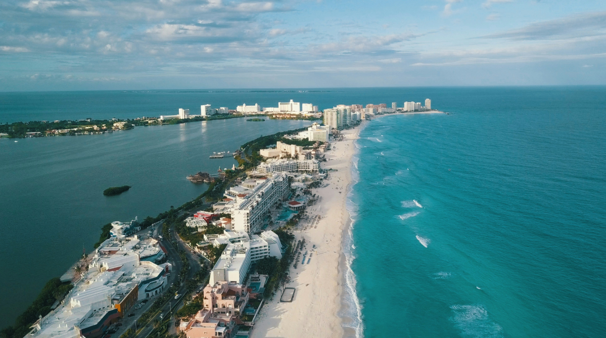 Aerial view of Cancun, Mexico