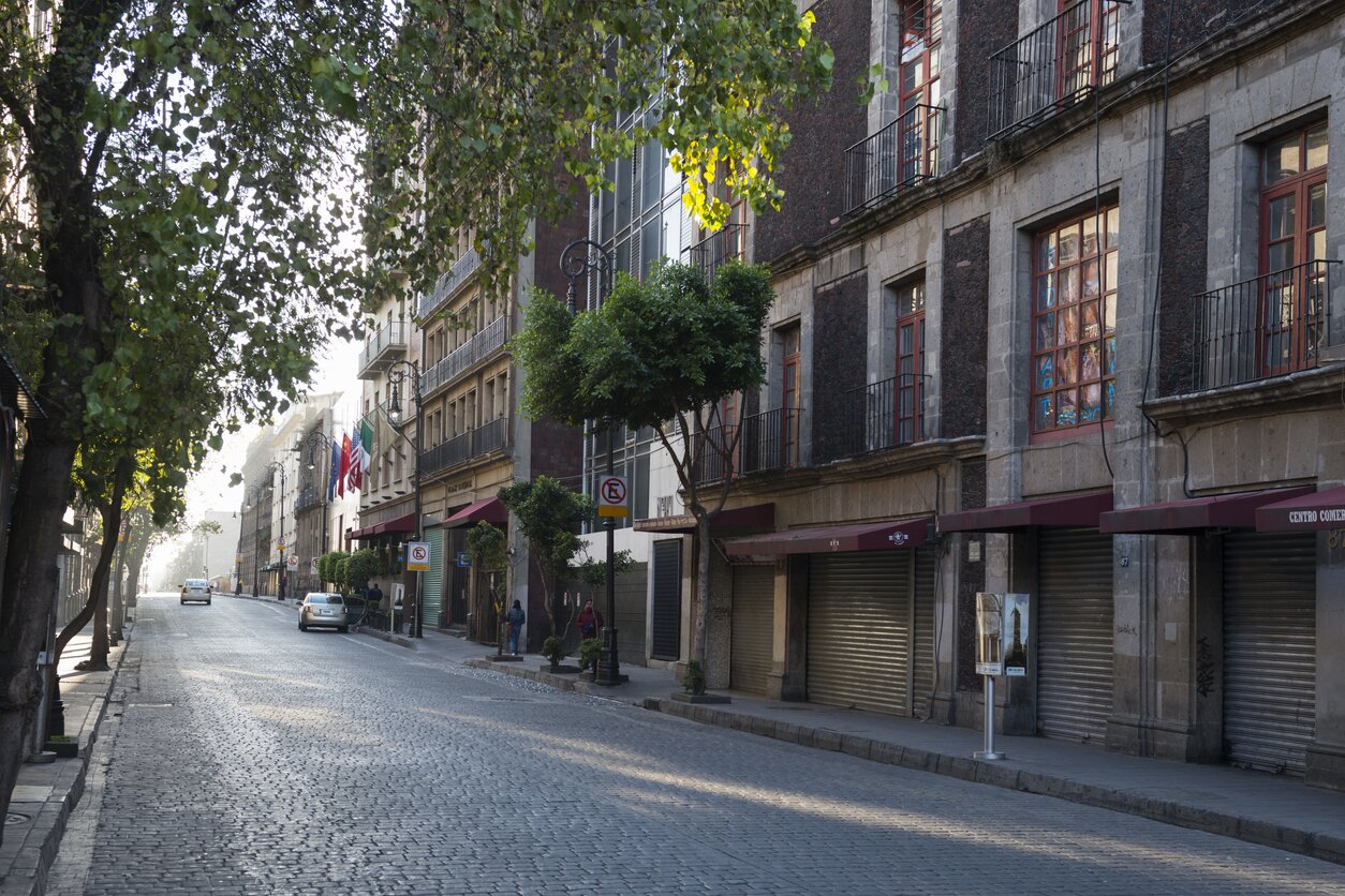 Cobbled street in Mexico City's Centro Histórico