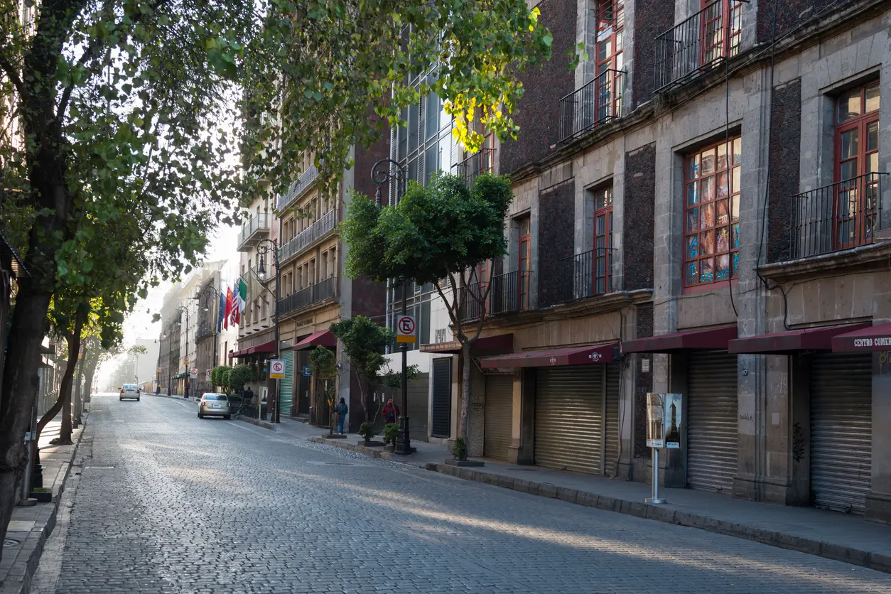 Cobbled street in Mexico City's Centro Histórico