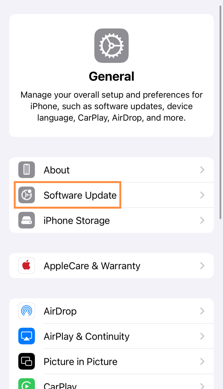 Software update iPhone