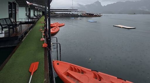 Canoes provided by the floating bungalow, Smiley Bungalows