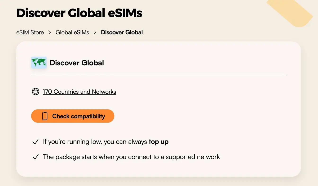 Discover Global, an Airalo eSIM with a phone number