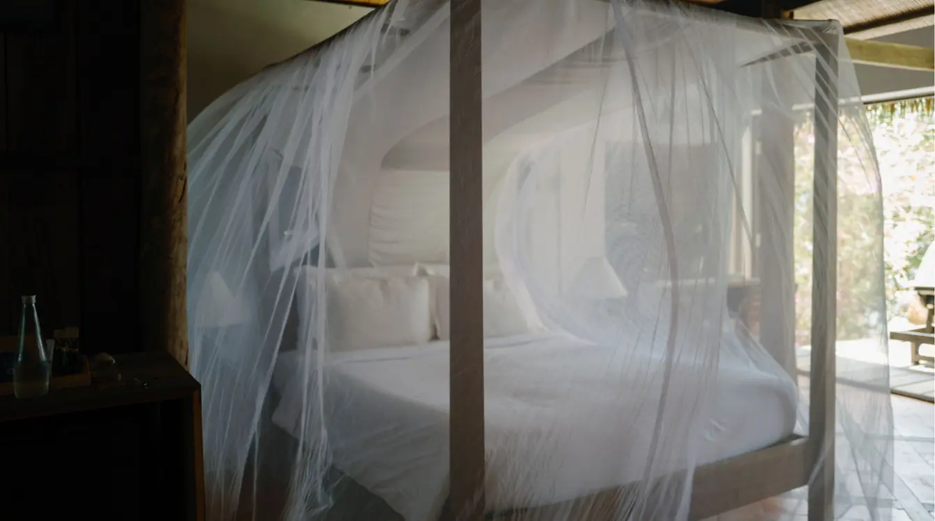 Moustiquaire de lit pour éloigner les moustiques pendant un voyage en zone à paludisme comme Zanzibar