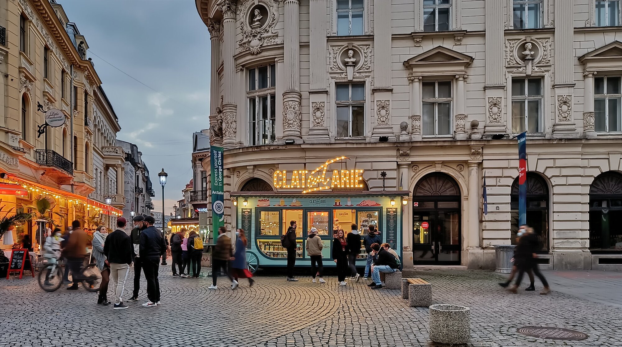 Sidewalk cafe in Bucharest, Romania