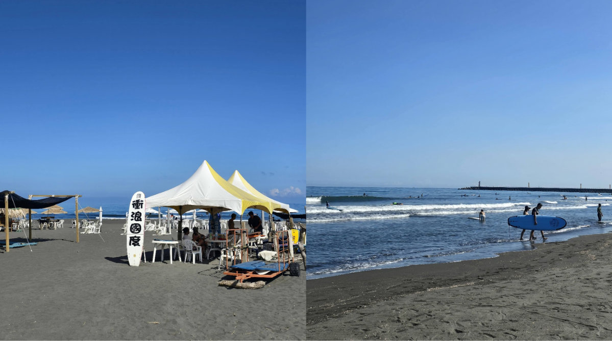 A beach school and surfers at Wai’ao Beach
