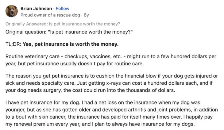 quora pet insurance review