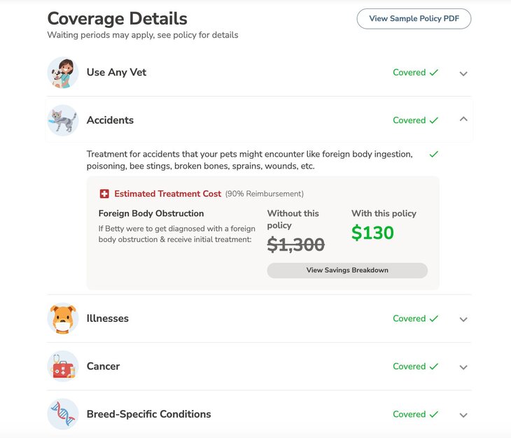 Pawlicy Advisor's coverage details