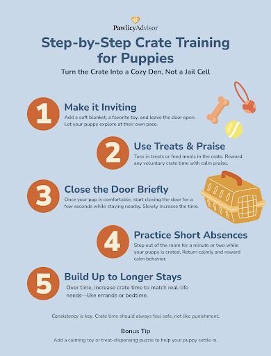 step by step crate training guide for puppies