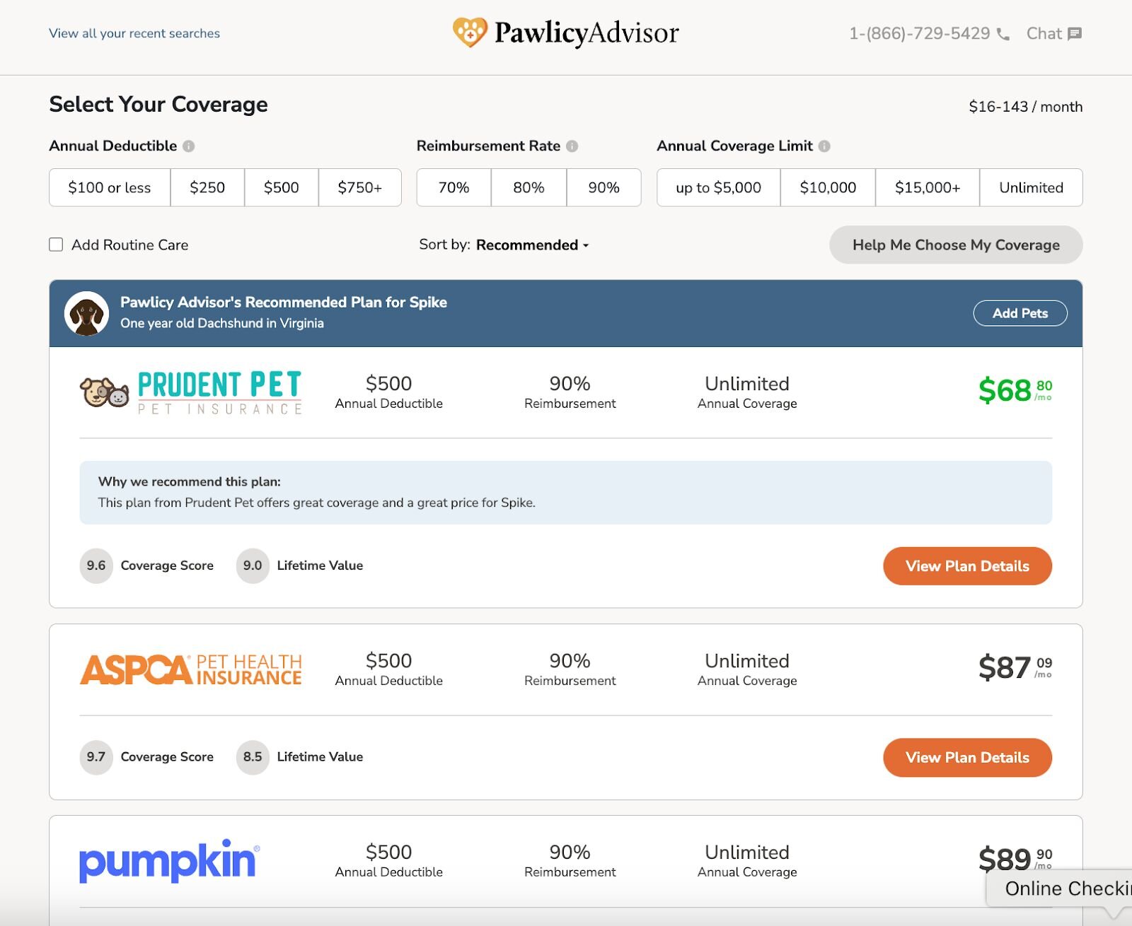 new screenshot of pawlicy advisor quotes