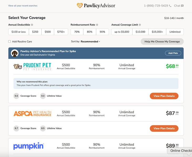 new screenshot of pawlicy advisor quotes