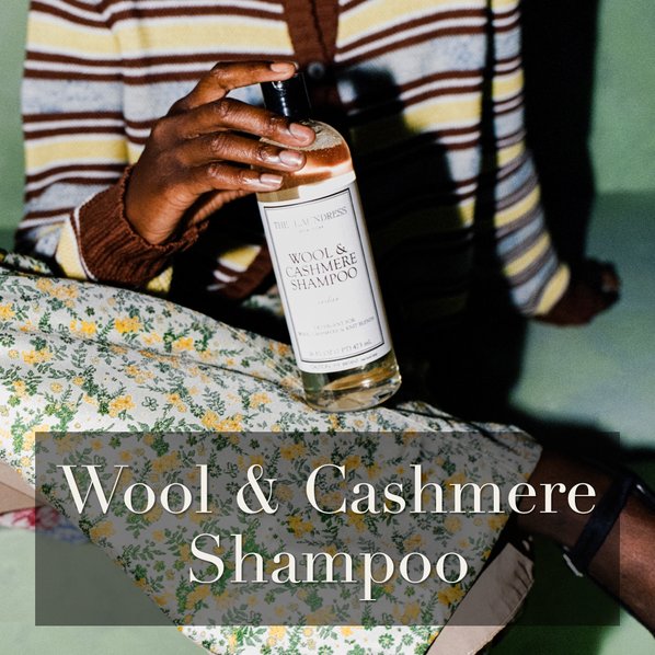 The Laundress Wool and Cashmere Shampoo for gentle wash.