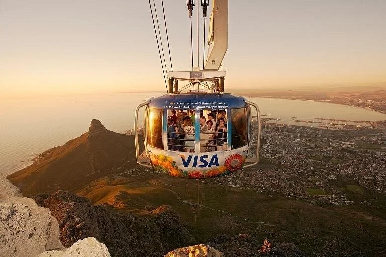 Table Mountain cable car at sunset