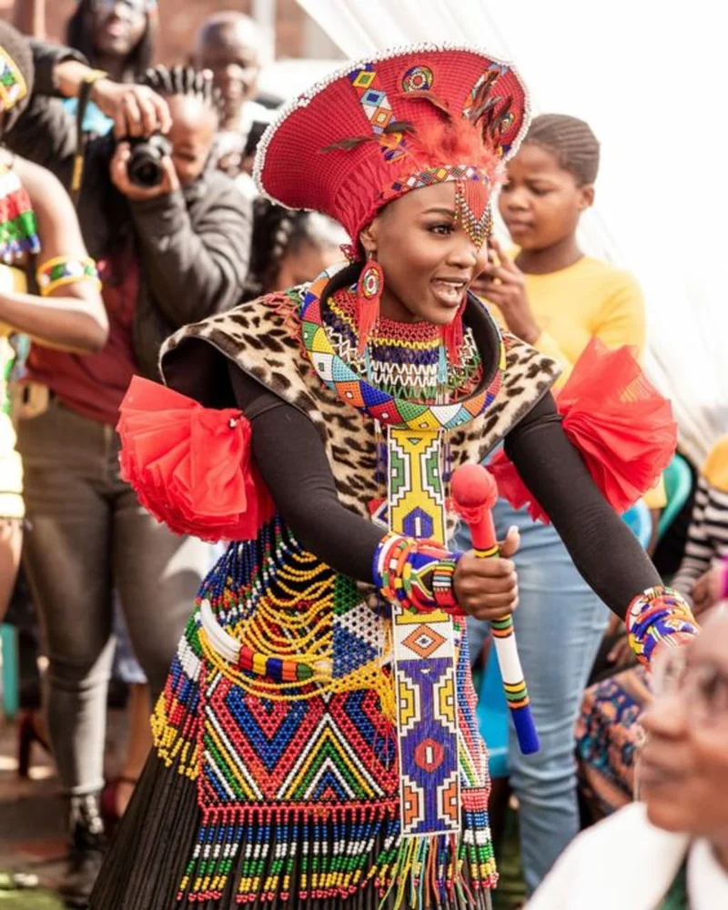 Beautiful woman in traditional Zulu cultural dress