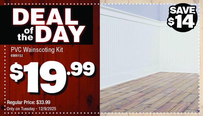Deal of the Day PVC Wainscoting Kit for $19.99