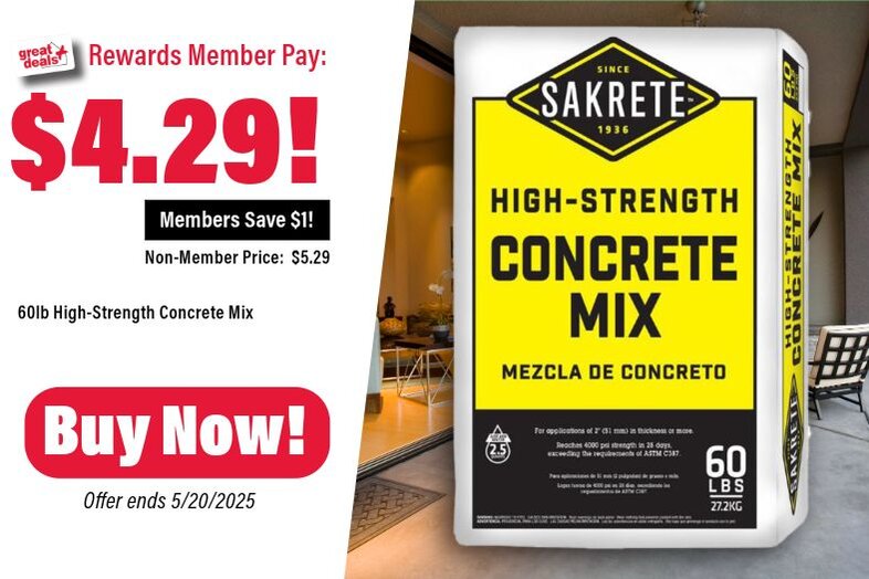 60lb Concrete Mix Only $4.29