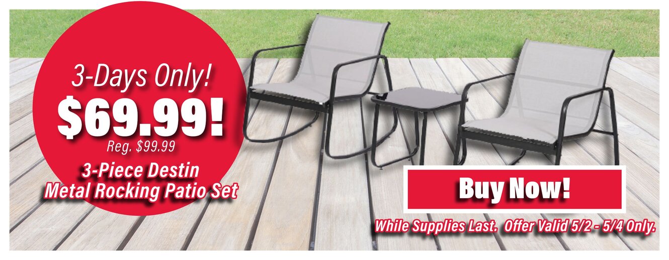 Weekend Special 3-Piece Destin Metal Rocking Patio Set Only $69.99