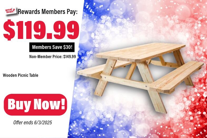 Wooden Picnic Table Only $119.99