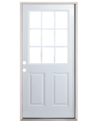 9-Lite Prehung Fiberglass Entry Door Only $299