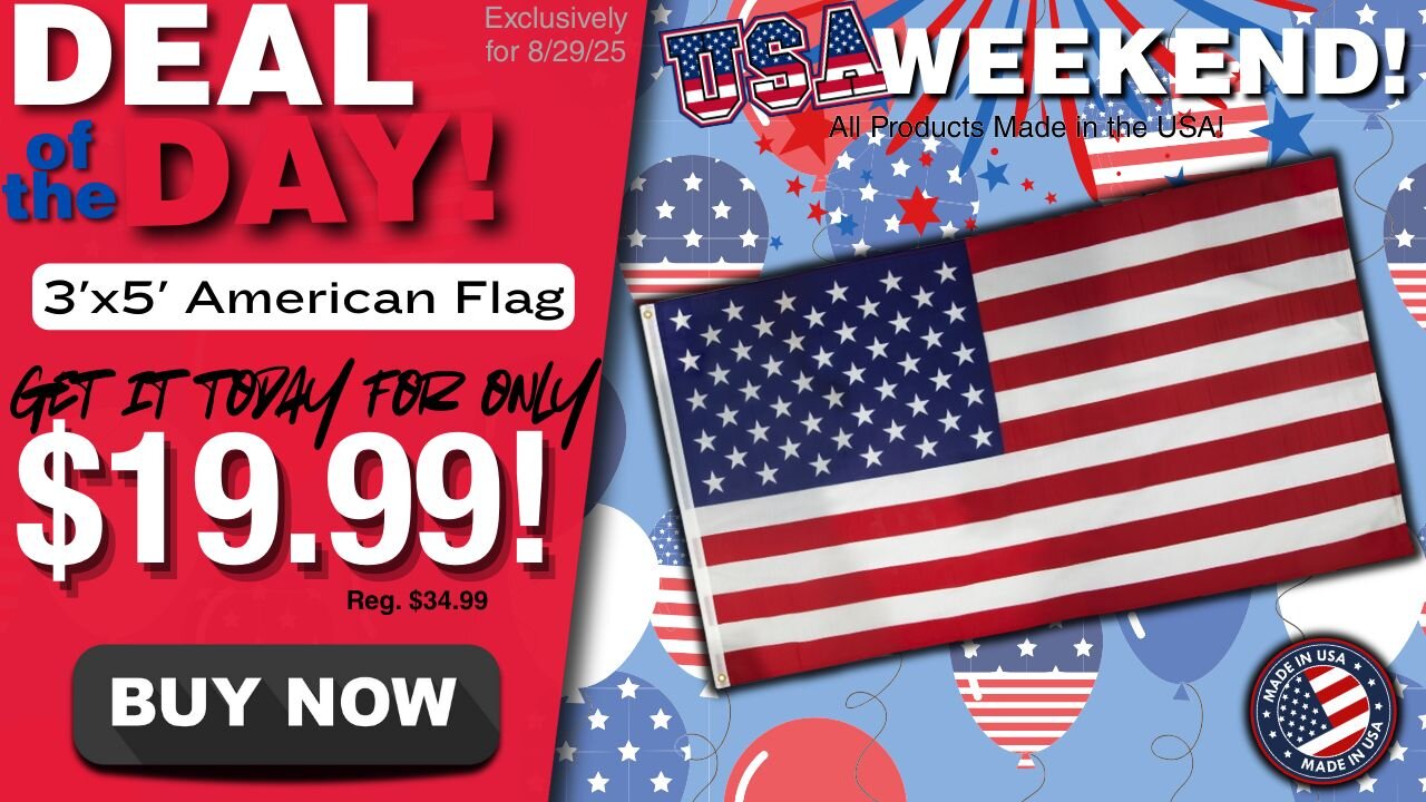 Deal of the Day 3' x 5' American Flag for $19.99