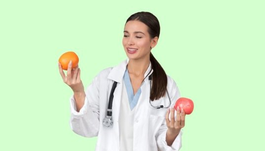 Woman holding fruit