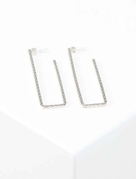 Picture of a silver square hoop earrings