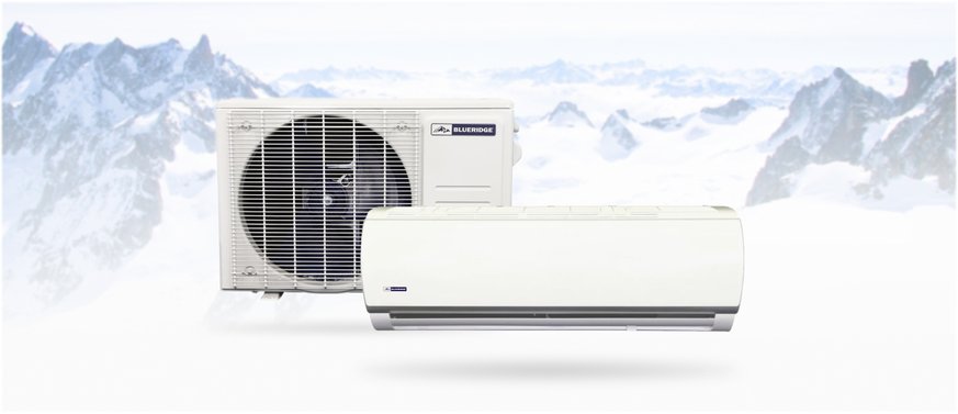 Single Zone Mini Split AC against Snowy Mountain Backdrop