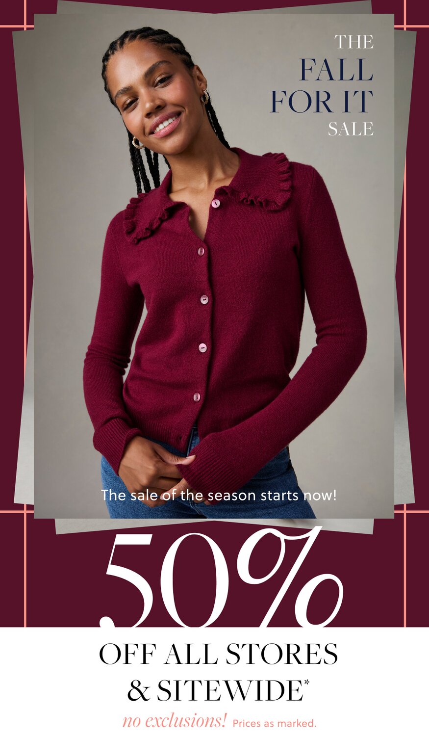 50% Off All Stores & Sitewide no exclusions! Prices as marked.