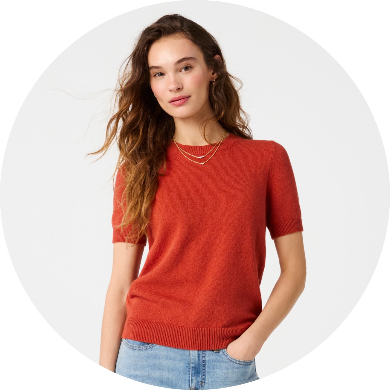 Women’s short-sleeve
 cotton-soft blend sweaters
