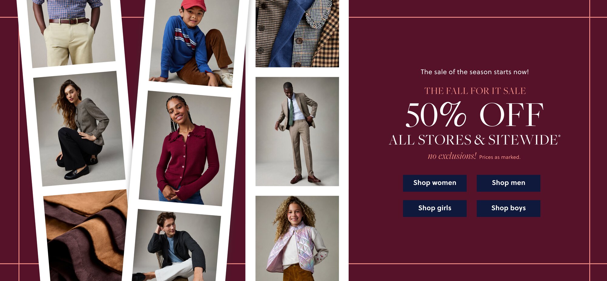 50% Off All Stores & Sitewide no exclusions! Prices as marked.