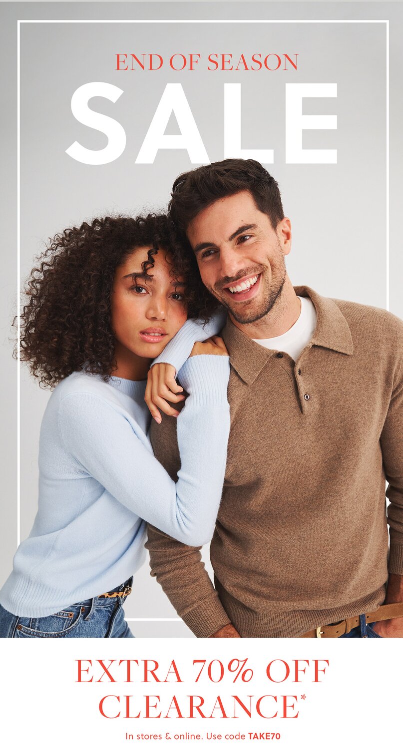 END OF SEASON SALE    EXTRA 70% OFF CLEARANCE*   Online only. Use code TAKE70