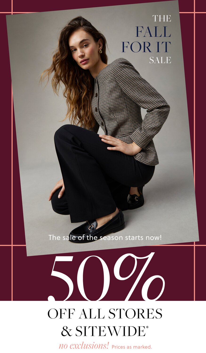 50% Off All Stores & Sitewide no exclusions! Prices as marked.