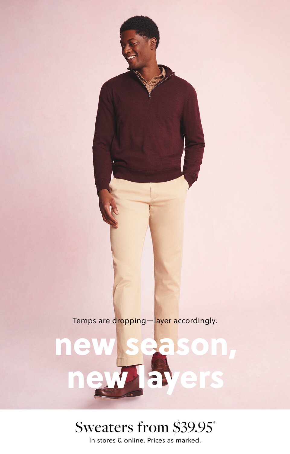 new season, new layers Sweaters from $39.95