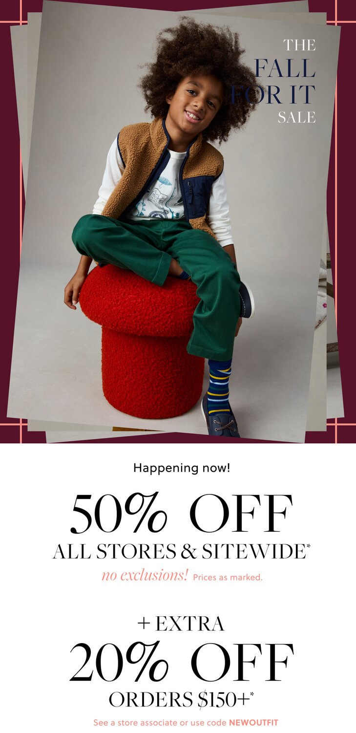 50% Off All Stores & Sitewide no exclusions! Prices as marked.