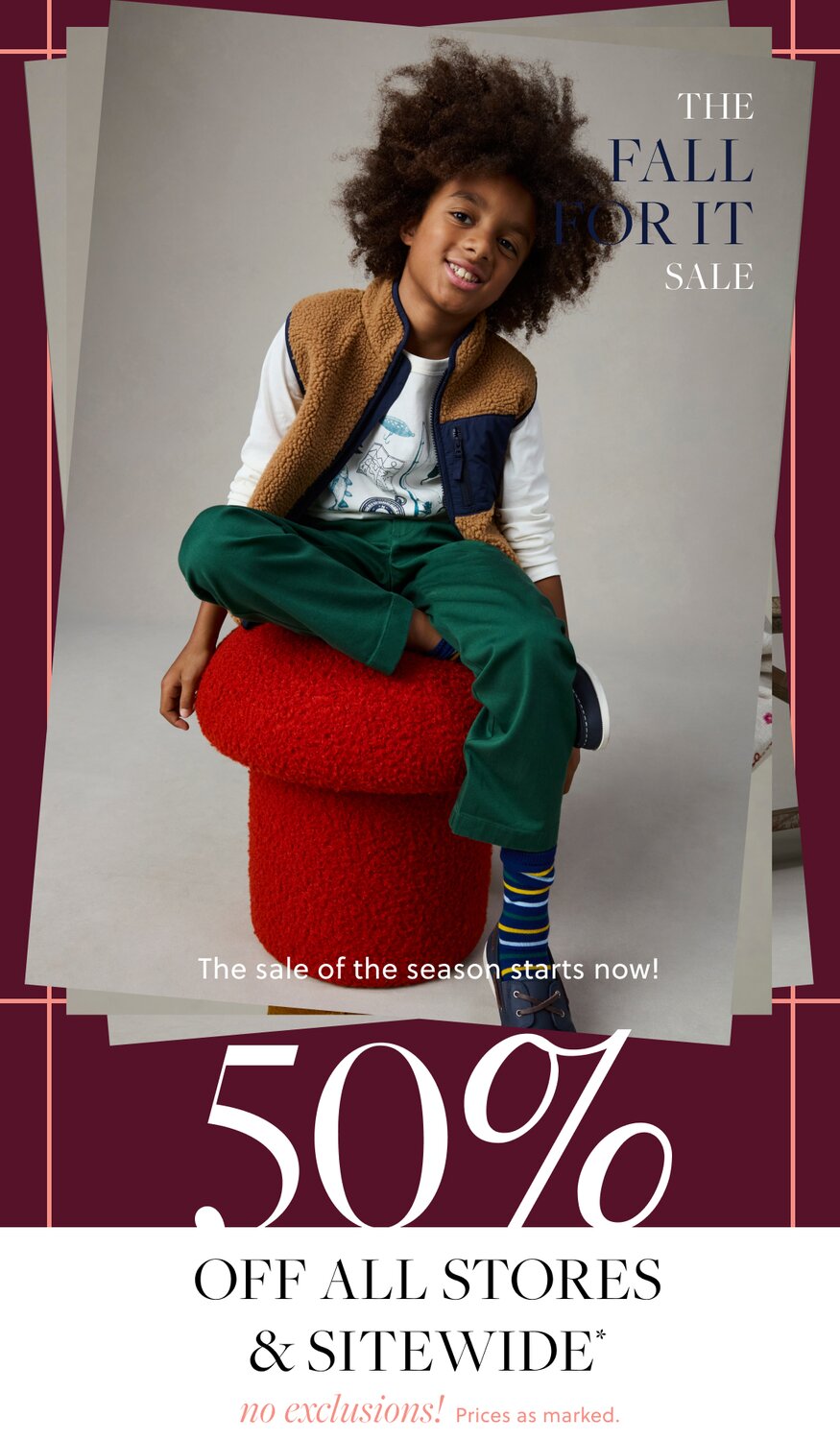 50% Off All Stores & Sitewide no exclusions! Prices as marked.